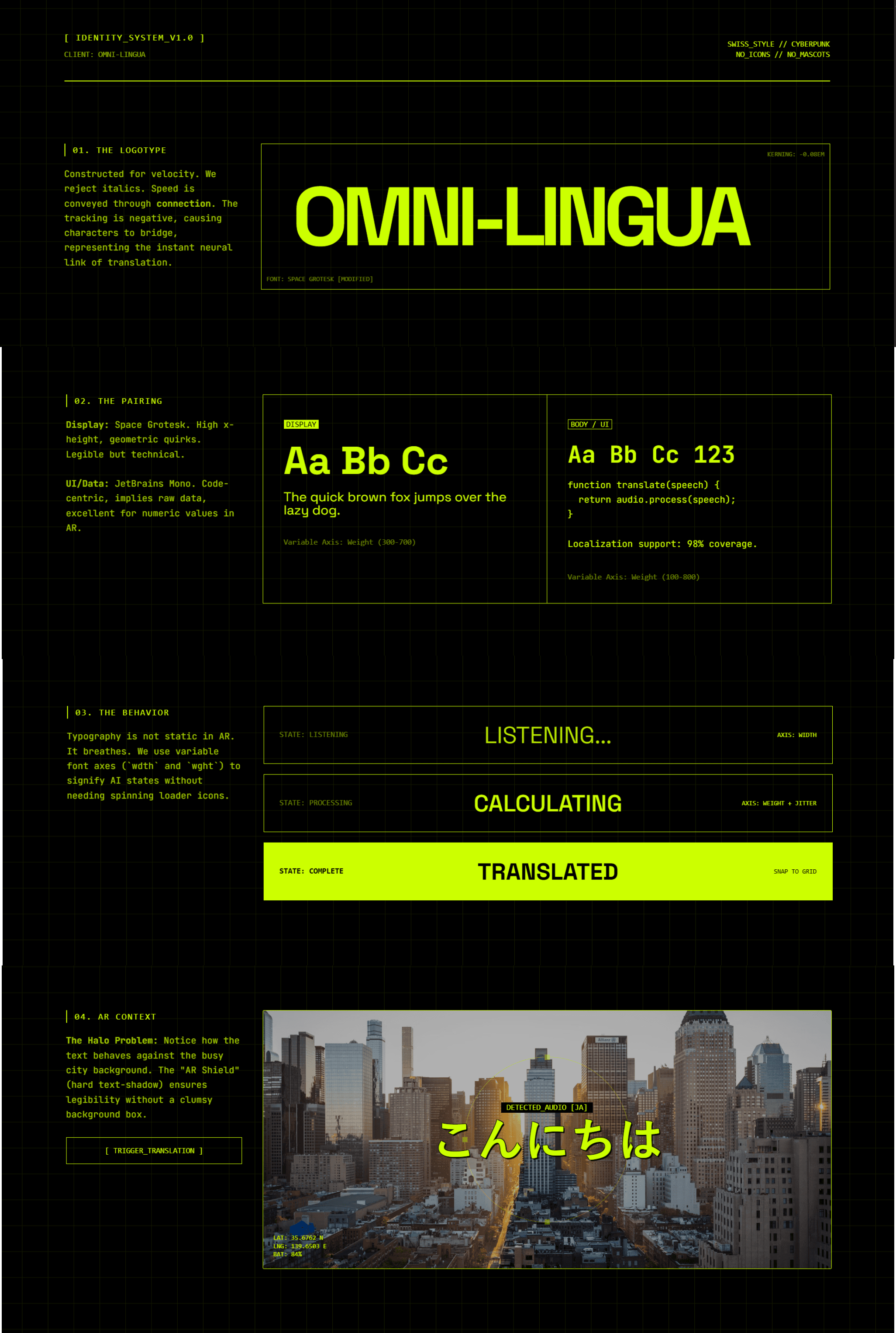 OMNI-LINGUA - Reactive Typographic Identity System